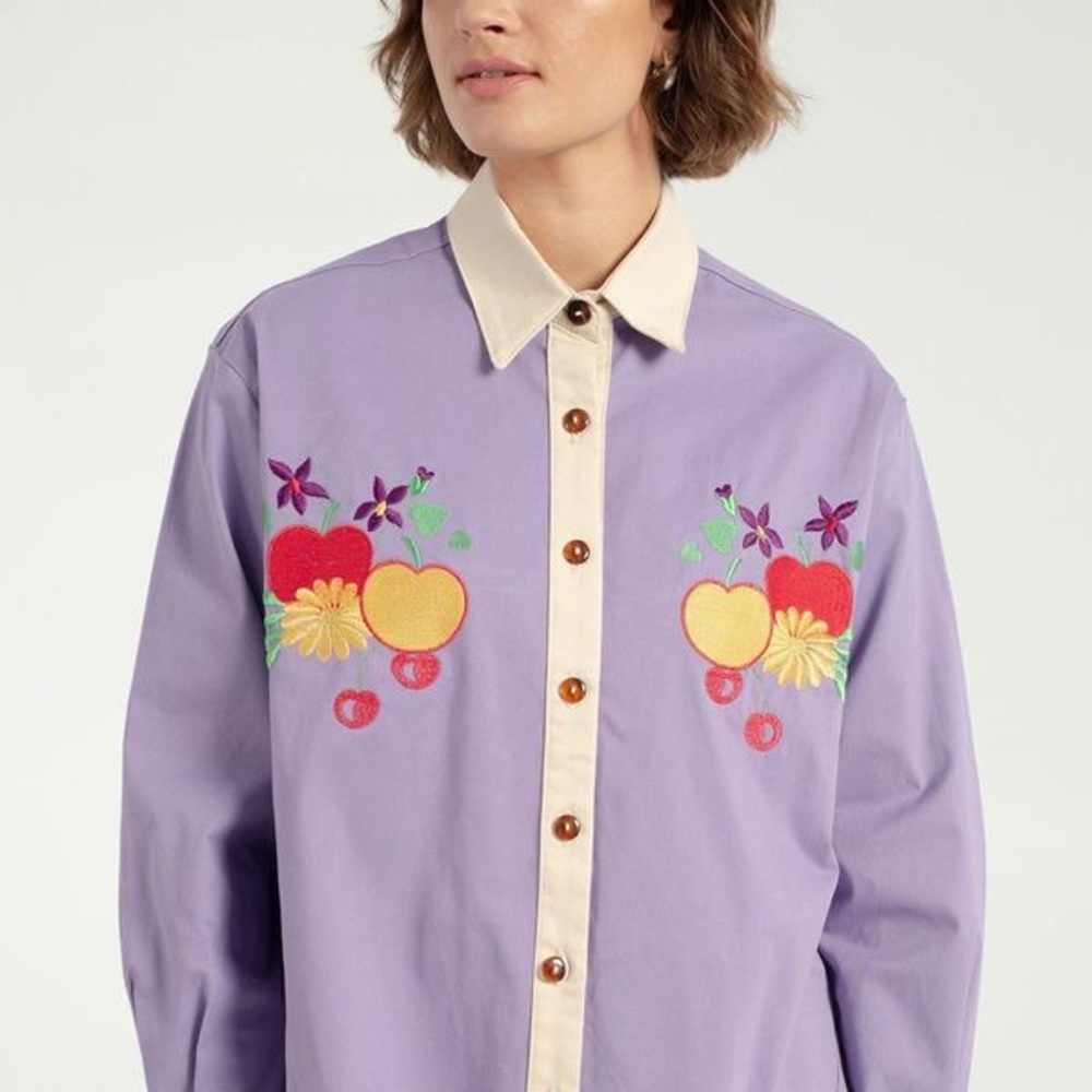 Pastiche UVA Embroidered Fruit Button Down NWT